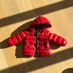 Kids Red Moncler Puffer 12/18 mo
